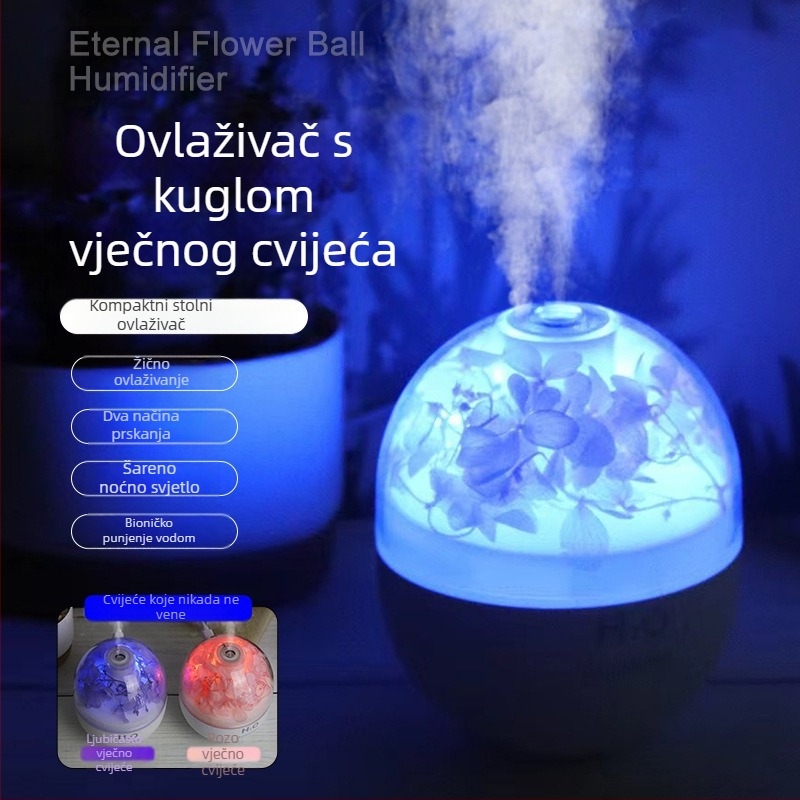 Cvjetni ovlaživač i difuzor aromaterapije za spavaću sobu i ured, stolni USB difuzor s 3 izlaza magle, visokokvalitetan dizajn