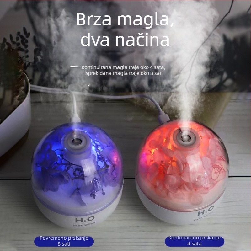Cvjetni ovlaživač i difuzor aromaterapije za spavaću sobu i ured, stolni USB difuzor s 3 izlaza magle, visokokvalitetan dizajn