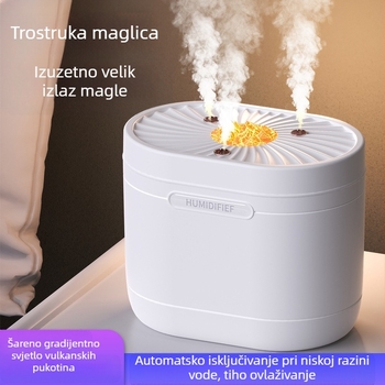 Vlaživač zraka s tri mlaznice, 1,2 L kapaciteta, za dnevni boravak i spavaću sobu, s mogućnošću dodavanja eteričnih ulja, stolni USB ovlaživač