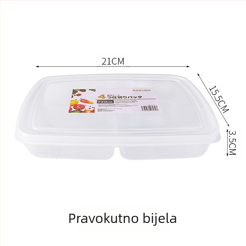 PP kutija za hranu s četiri odjeljka za hlađenje, pogodna za restorane i kuhinje