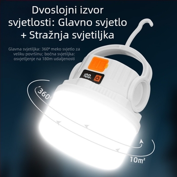 Coolba Kamping svjetlo s LED diodama 2835, solarno/napajanje, gumb prekidač