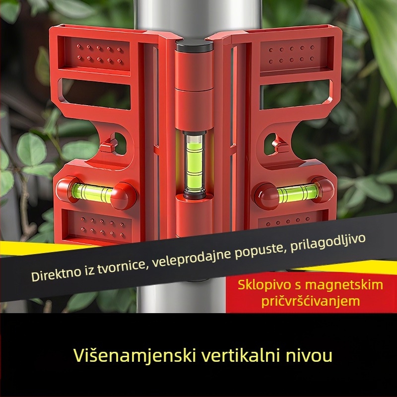 Višenamjenski niveler za stupove sa sklapanjem vertikalnog stupa i ogradom, precizan alat za montažu od čelične konstrukcije (Level gauge)