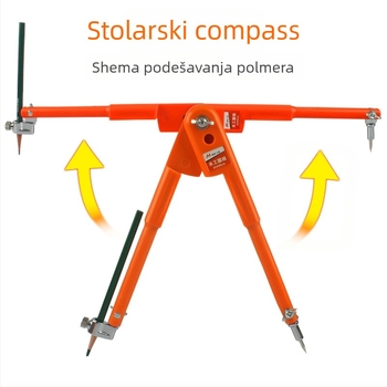 Drvarski kompas i označivač mjere; nehrđajući čelik; precizno označavanje; tip: mjerač