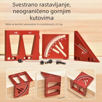 Onkel.J Drvna industrija 45° kutni označivač i 90° pravilo za označavanje s kružnim središnjim markerom