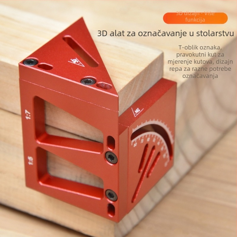 Onkel.J Drvna industrija 45° kutni označivač i 90° pravilo za označavanje s kružnim središnjim markerom