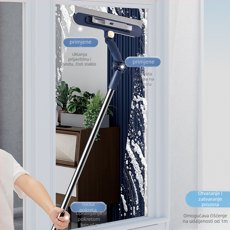 Nerđajući čelik dvostrani čistač prozora i strugač za staklo za kućnu upotrebu