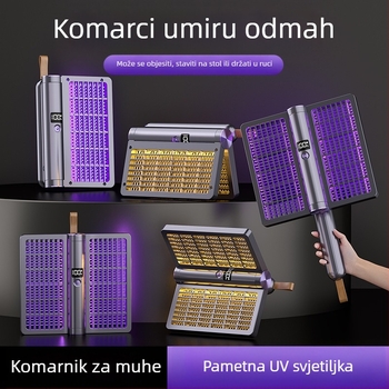 Električna sprava za komarce 4u1 s 360° rotacijom, sklopiva, punjiva, noćno svjetlo, pokrivenost 11–20 m²