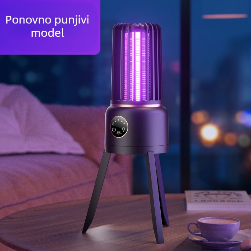 Lampa za ubijanje komaraca za unutarnju i vanjsku upotrebu — LED hvatanje svjetla i električni udar, ugrađena baterija 2000–2500mAh, pokrivenost 11–20㎡