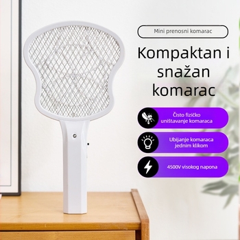Električna ručna racketa za komarce, LED, aluminijska mreža, fiksna glava, bez ugrađene baterije, pogodna za do 10 m²