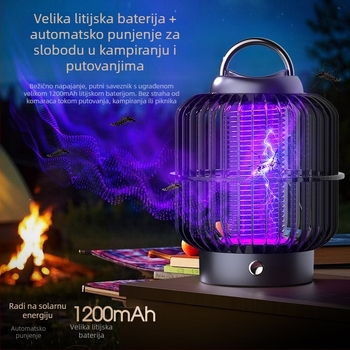 Lampica za komarce s električnim šokom, stil kaveza za ptice, ugrađena baterija, LED ambijentalno svjetlo, pokrivenost 21–30㎡, punjenje u 1 sat