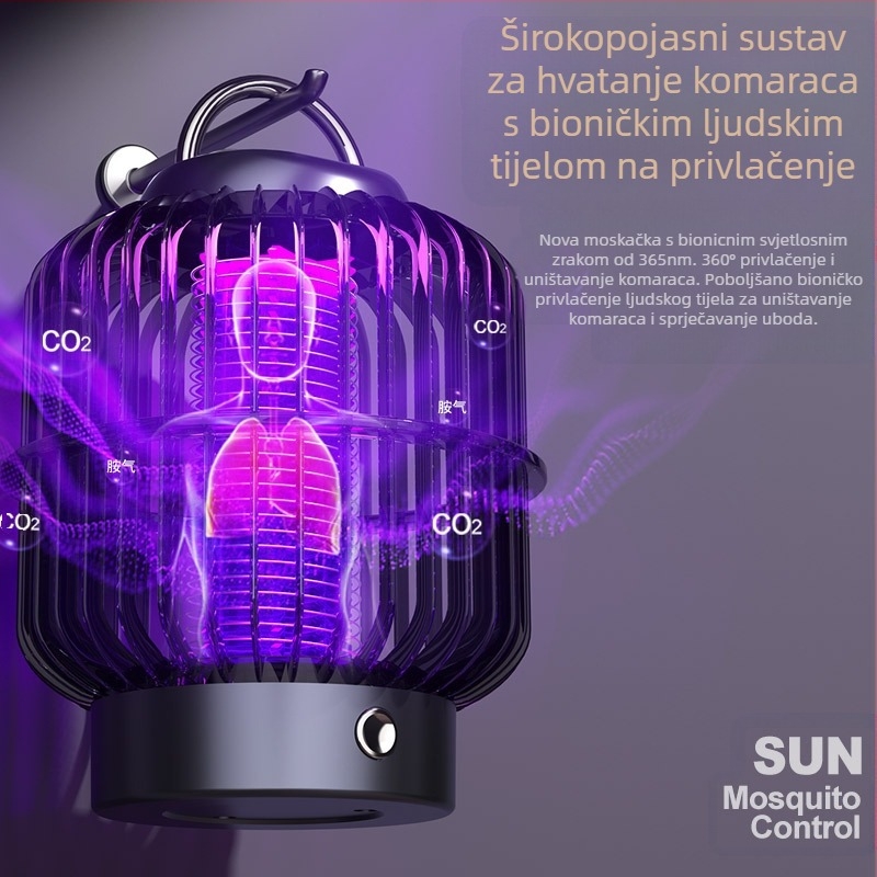 Lampica za komarce s električnim šokom, stil kaveza za ptice, ugrađena baterija, LED ambijentalno svjetlo, pokrivenost 21–30㎡, punjenje u 1 sat