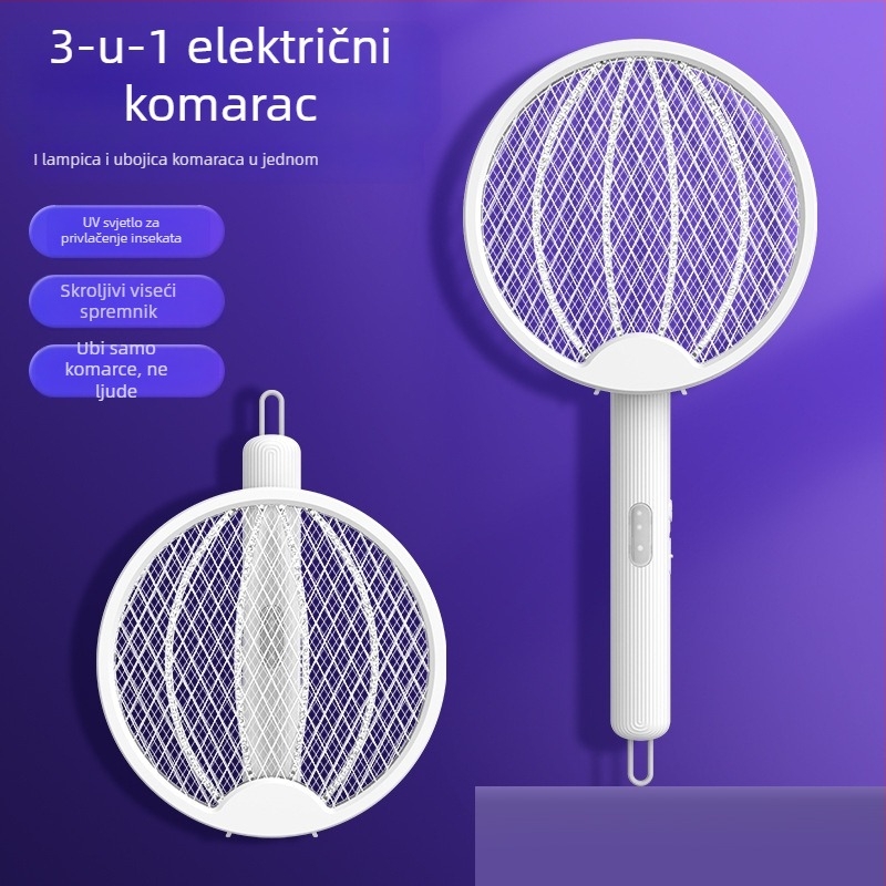 Električni ubijač komaraca - sklopivi 4-u-1, punjivi, LED svjetlo, ugrađena baterija 501–800mAh