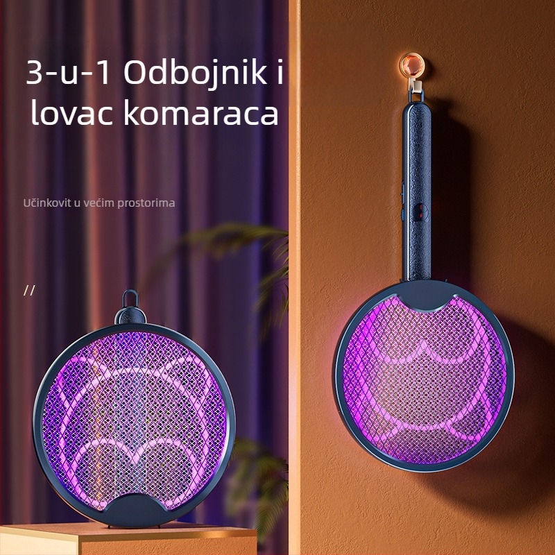 Električni štitnik za komarce, sklopni, s ugrađenom baterijom 501–800 mAh, 180° rotacija, pokrivenost 21–30 m², NiZnFe mreža