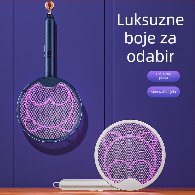 Električni štitnik za komarce, sklopni, s ugrađenom baterijom 501–800 mAh, 180° rotacija, pokrivenost 21–30 m², NiZnFe mreža