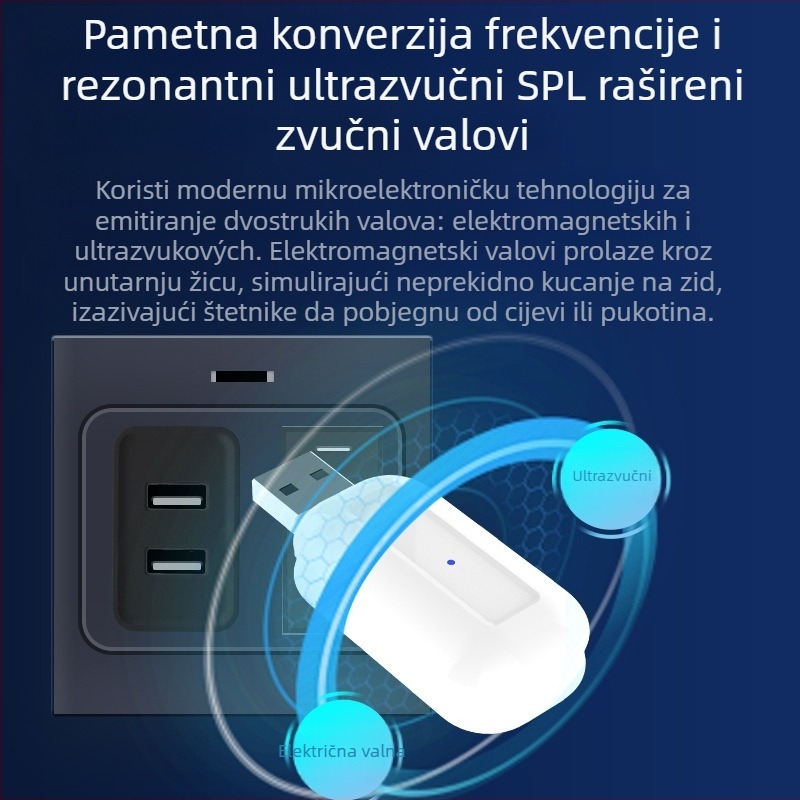 C20 Višenamjenski repelent za insekte — tiši sonični repelent za komarce i žohare, USB napajanje, 5W/5V