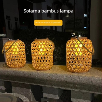 Solarna vrtna lanterna u pastoralnom kineskom retro dizajnu, imitacija bambusa, IP55 vodootporna, LED izvor, model 888, 6–12 sati osvjetljenja