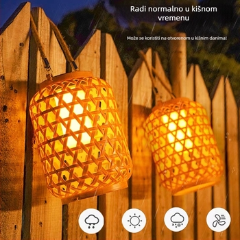 Solarna vrtna lanterna u pastoralnom kineskom retro dizajnu, imitacija bambusa, IP55 vodootporna, LED izvor, model 888, 6–12 sati osvjetljenja