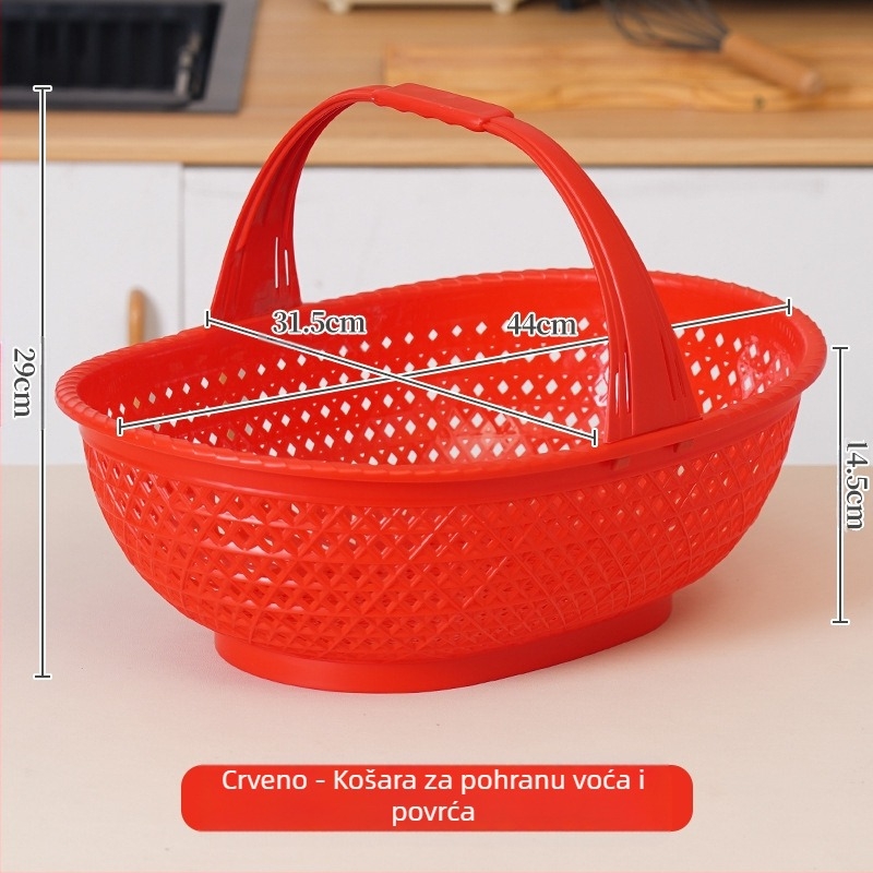 Košara za kupovinu: plastična košara s imitacijom bambusa, ručna, prijenosna, nosivost 10 kg, otjecanje