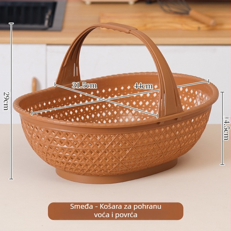 Košara za kupovinu: plastična košara s imitacijom bambusa, ručna, prijenosna, nosivost 10 kg, otjecanje