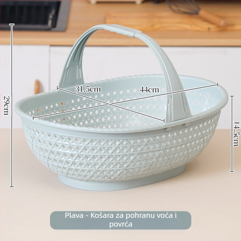 Košara za kupovinu: plastična košara s imitacijom bambusa, ručna, prijenosna, nosivost 10 kg, otjecanje