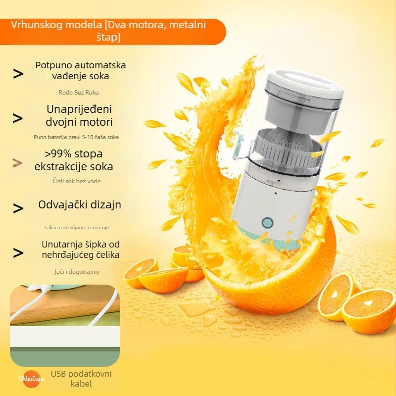 Prijenosni sokovnik 18000 rpm, 150 W, unutarnja posuda od nehrđajućeg čelika, uklonjiva baterija, kapacitet do 400 ml