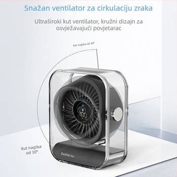 Stolni USB ventilator s ugrađenom baterijom 4000-6000 mAh, brushless motor, 6 lopatica, 5 V