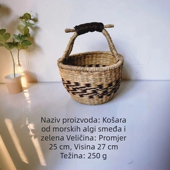 Ručno pleteni koš od pruća s afričkim motivima – pastoralni stil za kupovinu, piknik i organizaciju na stolu