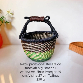 Ručno pleteni koš od pruća s afričkim motivima – pastoralni stil za kupovinu, piknik i organizaciju na stolu