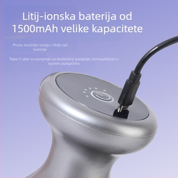 Ručni fascia gun masažer za vrat, ramena i cijelo tijelo, električni perkusioni masažer s 4 glave, LCD, 5+ brzina, ugrađena baterija 500–800 mAh, buka 46–70 dB