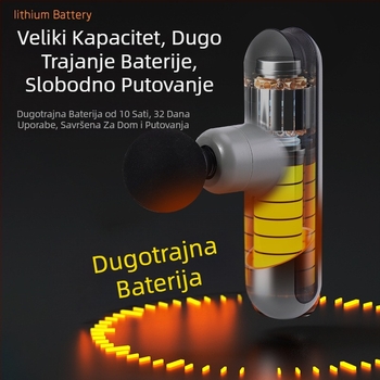 Mini prijenosni fascia masažer za kućnu uporabu; četkasti motor; do 5. stupnja ili više; 4 glave za masažu; ugrađena baterija; buka ispod 36 dB