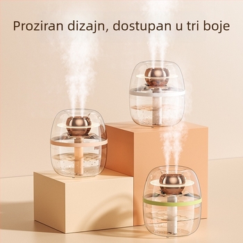 Prozirni kristalni ovlaživač zraka za dom, velika kapaciteta 2.6–4.0 L, pogodan za prostorije do 30 m², 2 izlaza magle, tih rad, USB napajanje, okrugli dizajn, vremenski tajmer preko 8 sati.