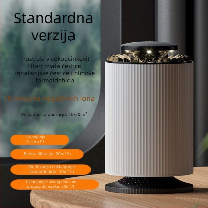 Kućni pročišćivač zraka – Uklanjanje formaldehida, niski šum (<36 dB), protok zraka 50 m³/h, pokrivenost do 10 m², Kompozitni filtar