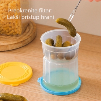 Odvojeni stak za kiseljene krastavce s odjeljivanjem suho/mokro za hladnjak — zaobljen oblik, materijal PP silikon, kapacitet 1–2 L