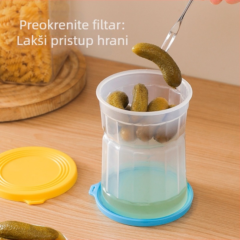 Odvojeni stak za kiseljene krastavce s odjeljivanjem suho/mokro za hladnjak — zaobljen oblik, materijal PP silikon, kapacitet 1–2 L