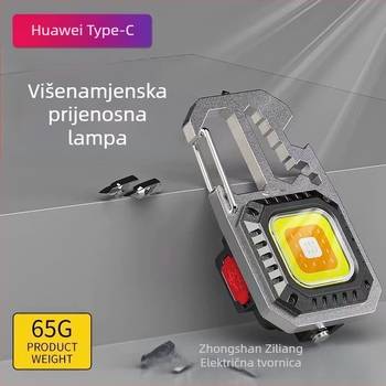 Višenamjensko LED svjetlo za ključeve s COB, 10W, 500mAh, aluminijsko legura tijelo, kuka