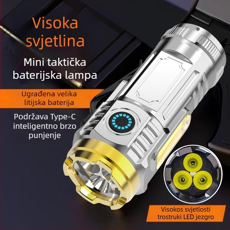 LED svjetiljka s klipom za kapu, 5W, punjiva, plastično kućište, domet 50–100 m