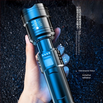 Prenosna LED baterijska lampa s teleskopskim zumom i digitalnim zaslonom (LED, 1200mAh, 3W, Teleskopski zoom, Digitalni zaslon)