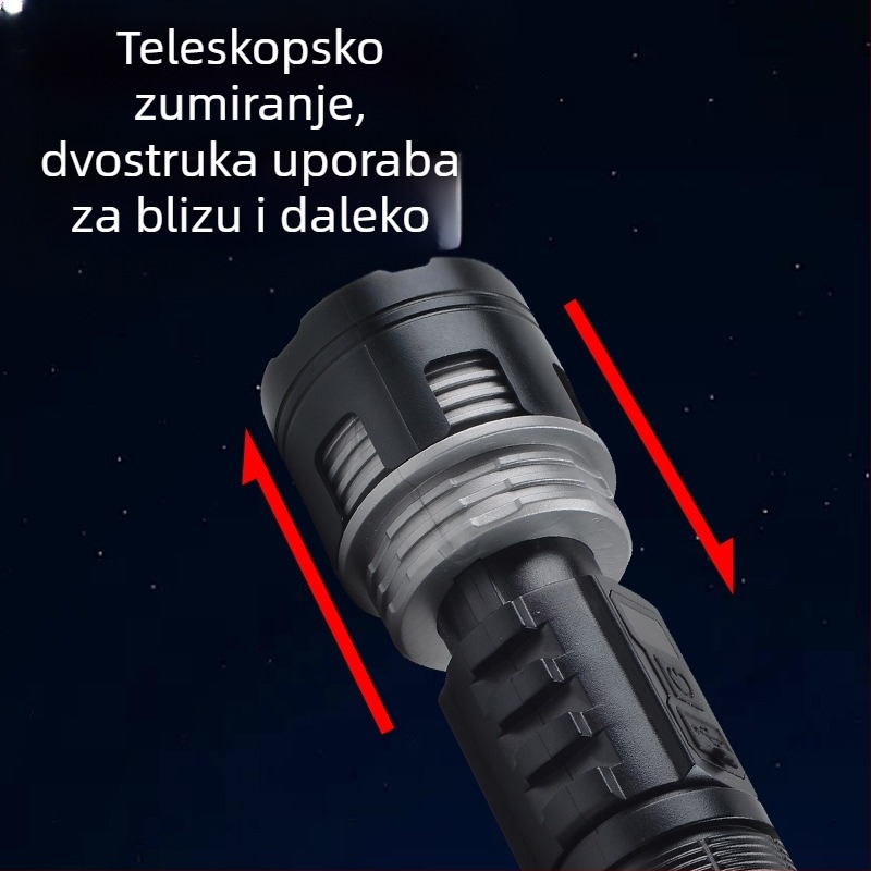 LED svjetiljka, ručno pokretanje, 5W, 1200mAh, domet 100–200 m