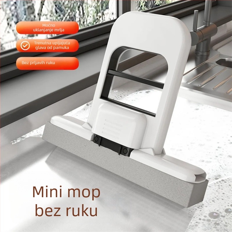 Ručni mini mop - upijajući spužasti mop za kućnu upotrebu, Crown marka, metalni materijal, lansiran 2025