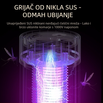 Lampa za uništavanje komaraca s USB punjenjem, ugrađena baterija, LED rasvjeta, za 11–20 m², električni šok + svjetlosna zamka