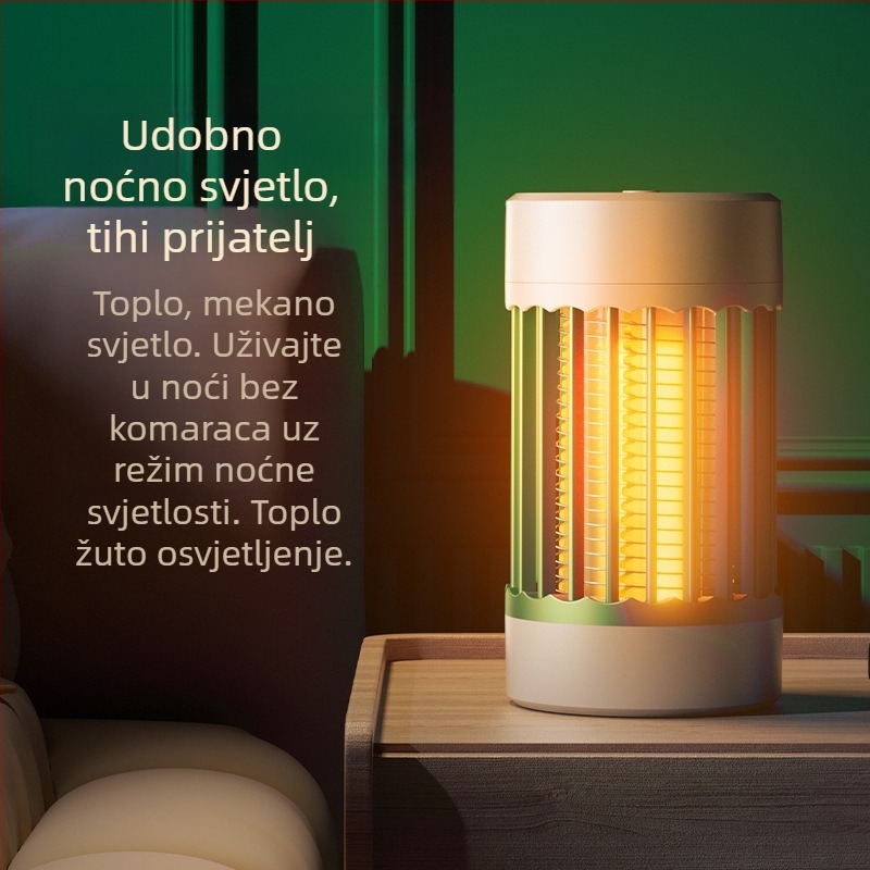 Lampa za uništavanje komaraca s USB punjenjem, ugrađena baterija, LED rasvjeta, za 11–20 m², električni šok + svjetlosna zamka