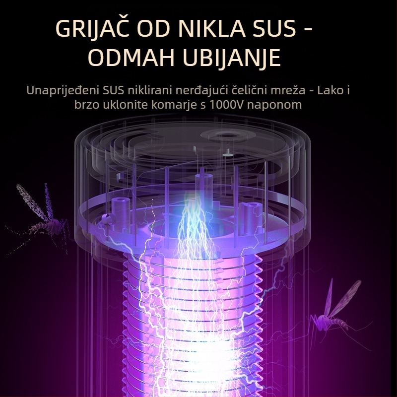 Lampa za uništavanje komaraca s USB punjenjem, ugrađena baterija, LED rasvjeta, za 11–20 m², električni šok + svjetlosna zamka