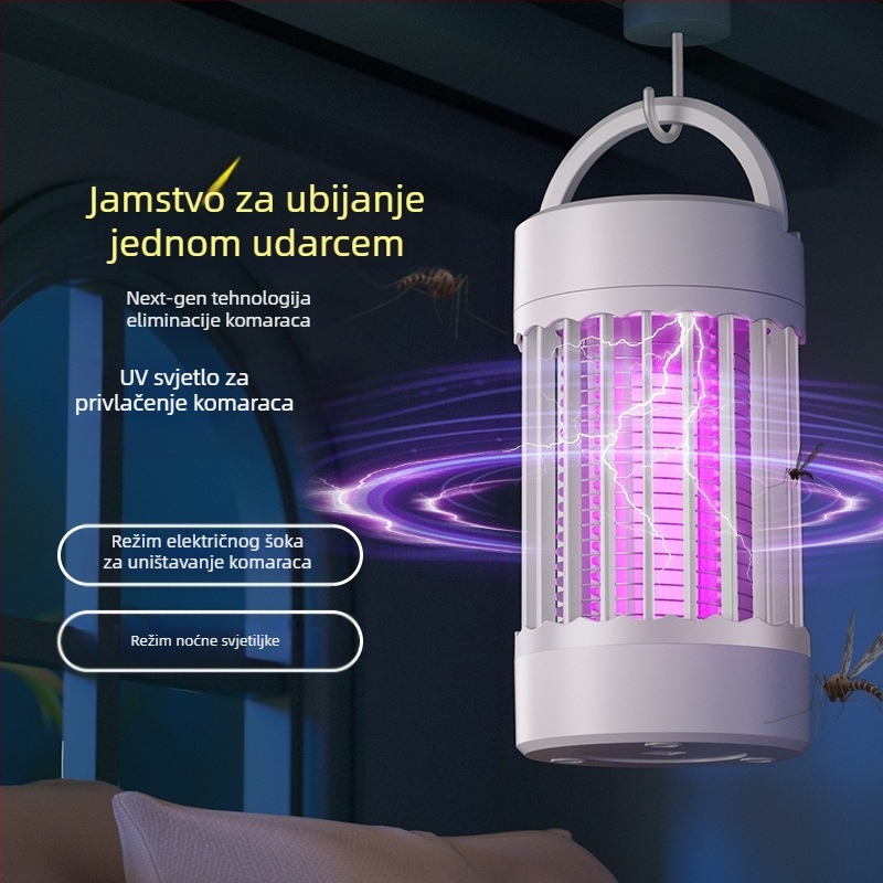 Lampa za uništavanje komaraca s USB punjenjem, ugrađena baterija, LED rasvjeta, za 11–20 m², električni šok + svjetlosna zamka