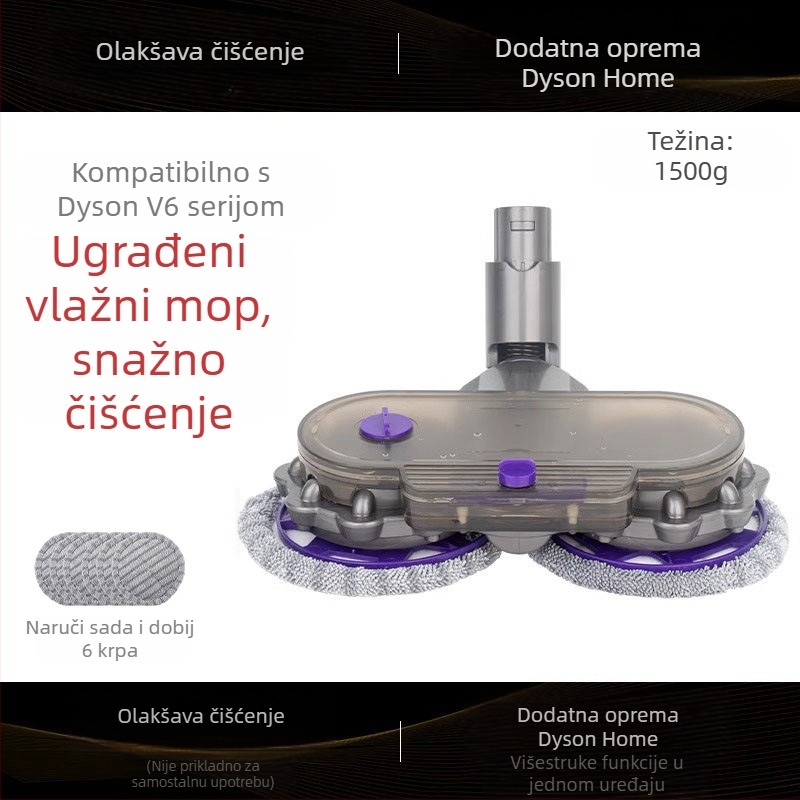 Pribor Dyson: mop glava nastavka za modele V6–V15, mokro i suho čišćenje