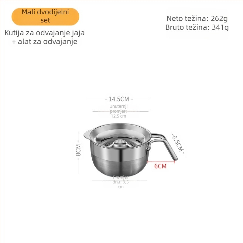 Haobai 304 nehrđajući čelik odjeljivač bjelanjaka s cilindričnim dizajnom, kućno pečenje