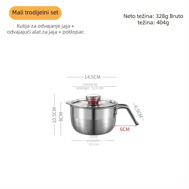 Haobai 304 nehrđajući čelik odjeljivač bjelanjaka s cilindričnim dizajnom, kućno pečenje