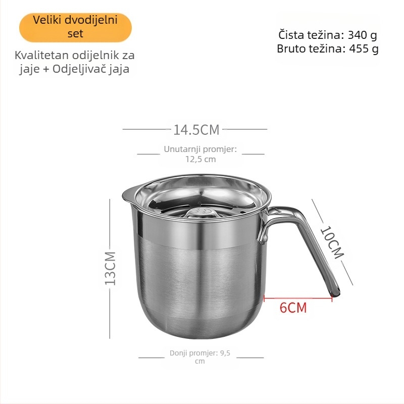 Haobai 304 nehrđajući čelik odjeljivač bjelanjaka s cilindričnim dizajnom, kućno pečenje