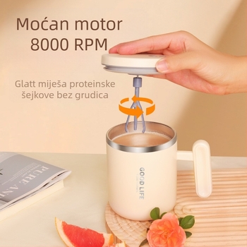 Funkcionalna šalica za miješanje, dvostruki zid, 300 g, PP materijal, mogućnost prilagodbe