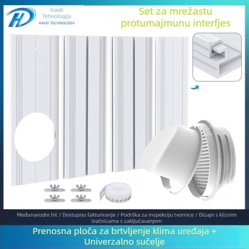 Set za prozorsko sučelje mobilnog klima uređaja s podesivom brtvom prozora i univerzalnim četiri-u-jednom sučeljem, model 9000111