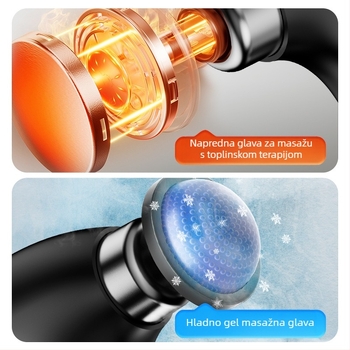 Masirajući fascia uređaj s četkasti motorom; sklopiva konstrukcija; toplo/hladno olakšanje; 6+ glava za masažu; ugrađena baterija 1200–2000 mAh, radno vrijeme 1–3 h